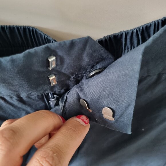 ZARA WOMAN Dark Blue Wide Leg Culottes with Snap Buttons Size XS - Picture 5 of 9